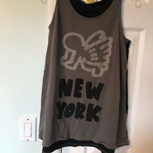 Uniqlo x Keith Haring New York Aline Tank Top taupe/ black sz Med